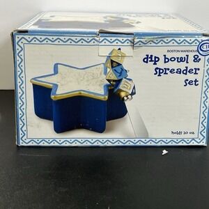 Boston Warehouse Hanukkah Star of David 10oz Dip Bowl‎ and Dreidel Spreader Set